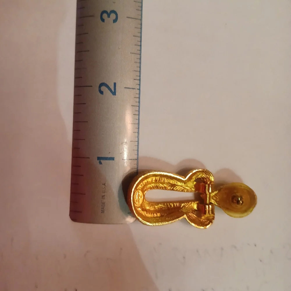 SOLD Givenchy Gold Plated Stud Textured Vintage Bijoux Drop Earrings - Picture 6 of 9